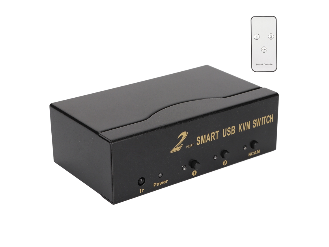 Switch Kvm Vga 2 Entradas 1 Saída Com 4 Portas Usb Compartilhar Monitor Teclado Mouse