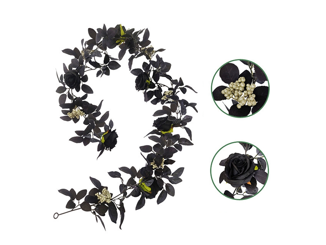 Vinha de Rosa Artificial Garland 180cm Decorativa Pendente para Halloween Natal | S/MARCA