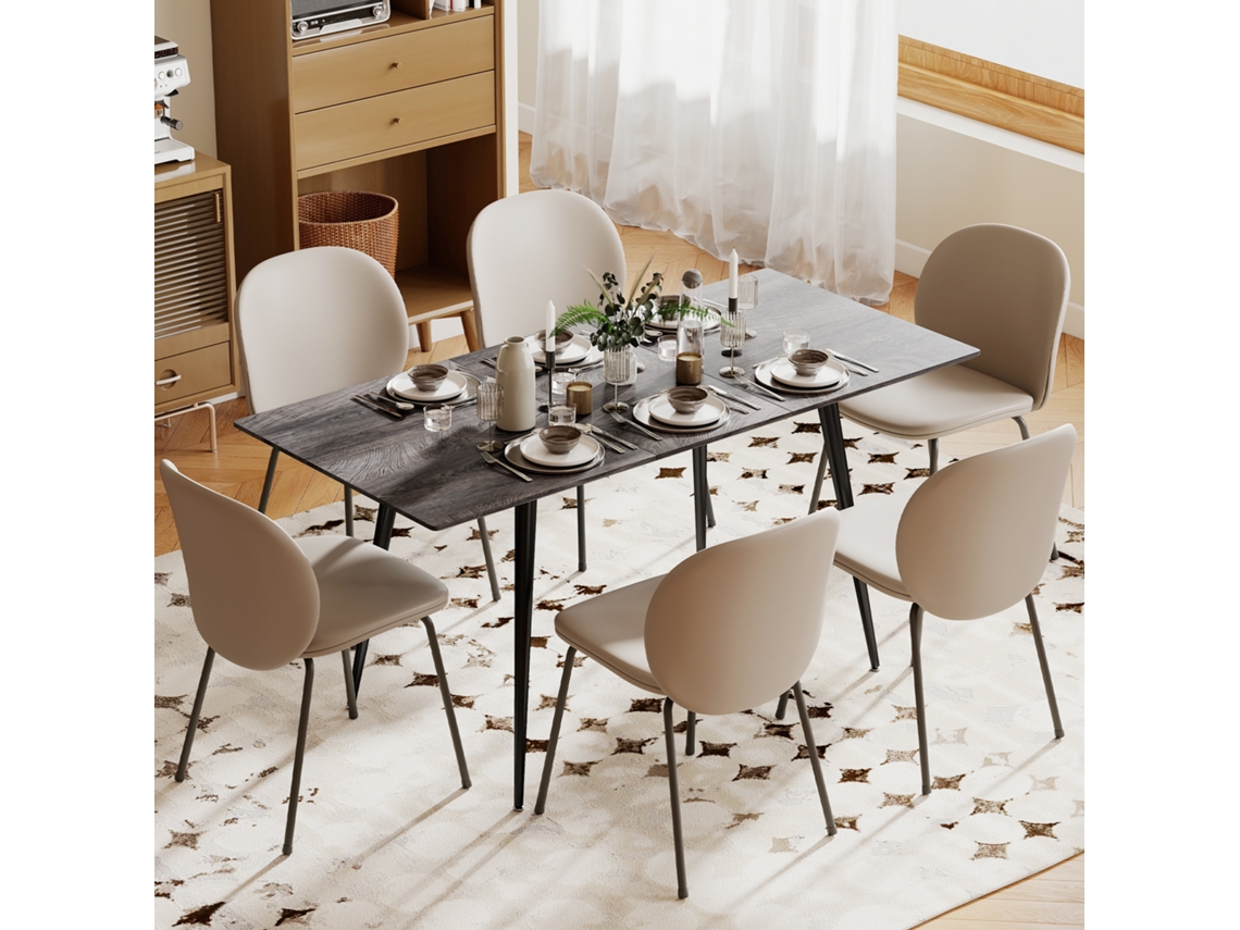 Mesa De Jantar Extensível, Tábua Expansível Para 6-8 Pessoas, Cozinha Com Pés Aço Sólidos