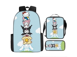 Novo Conjunto de Mochila Escolar Kuromi Desenho Animado, com Três Peças, para Estudantes do Ensino Fundamental e Médio BRILVIBERA