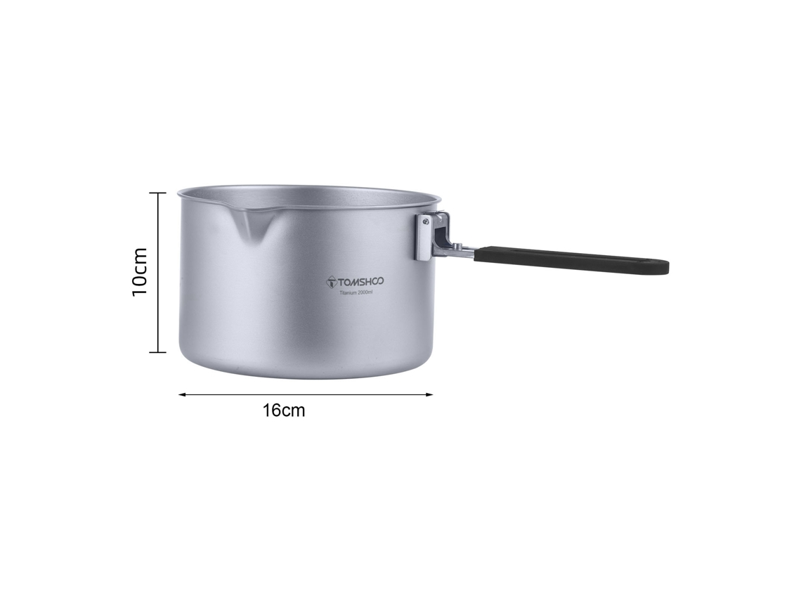 Panela De Sopa De Titânio Portátil 2l Com Tampa E Alça Plegável Para Camping E Backpacking