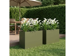 Vidaxl Vaso De Jardim 2 Unid. Verde-azeitona 60 X 30 X 40 Cm