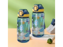 (azul, Pacote Com 2) Garrafas De Água Descartáveis De 600ml Com Desenho De Animais, Trava De Segurança E À Prova De Quedas.