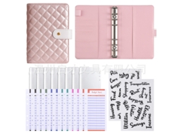 A6 Macaron Pu Leather Loose Leaf Budget Planner, Cash Finance Organizer, Standard Set Bread Pink 12-budget Cards +