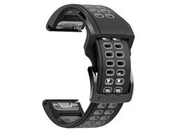 Bracelete para Garmin Fenix 7 26Mm Dual Row Buracos Pulseira de Relógio de Silicone de Duas Cores Preto Cinza VENISYMLIS