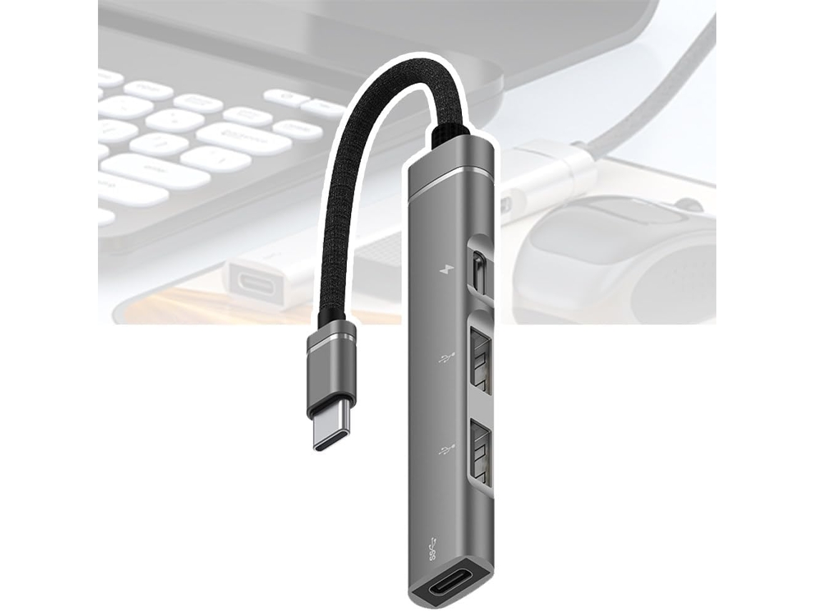 Extensor Usb-c Para Usb, Hub Em Liga De Alumínio, 1 4 Portas,