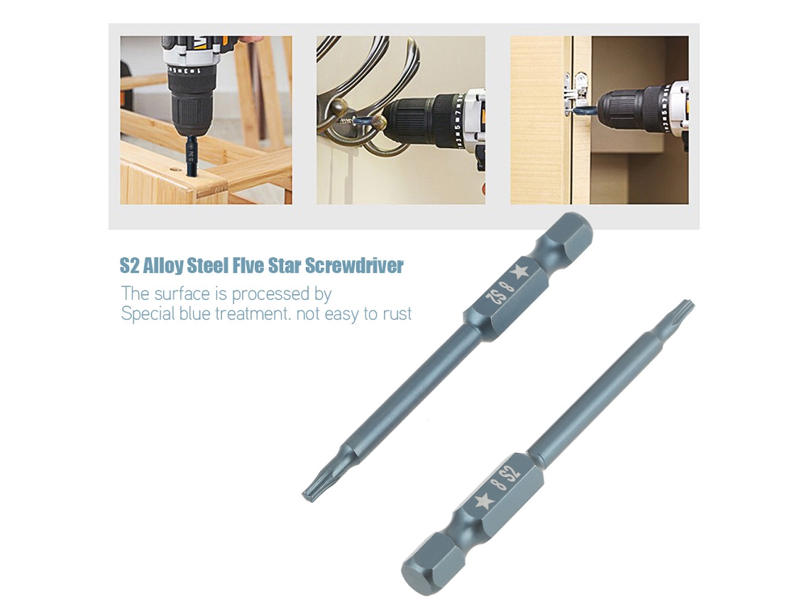 Conjunto de pontas de chave de fenda Philips 5 estrelas (aço S2, 65 mm)