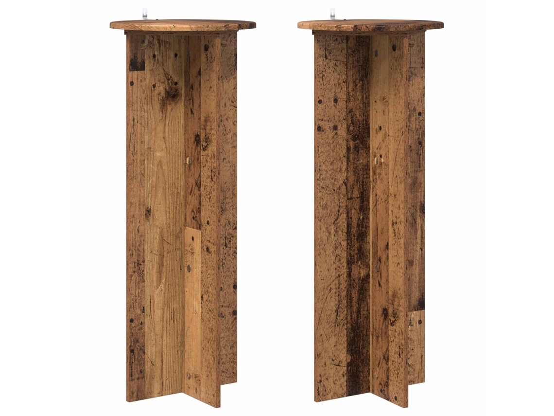 Conjunto 2 Suporte Moderno Para Plantas Vidaxl Castanho Derivados De Madeira (ø40 X 100 Cm)