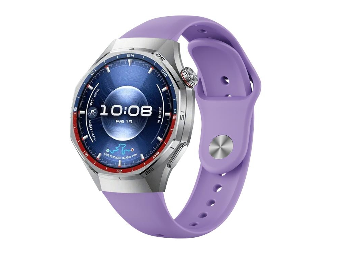 Bracelete Para Huawei Watch Gt 6 Pro - Silicone Cor Sólida - Fivela Reversa Lilás E Roxo