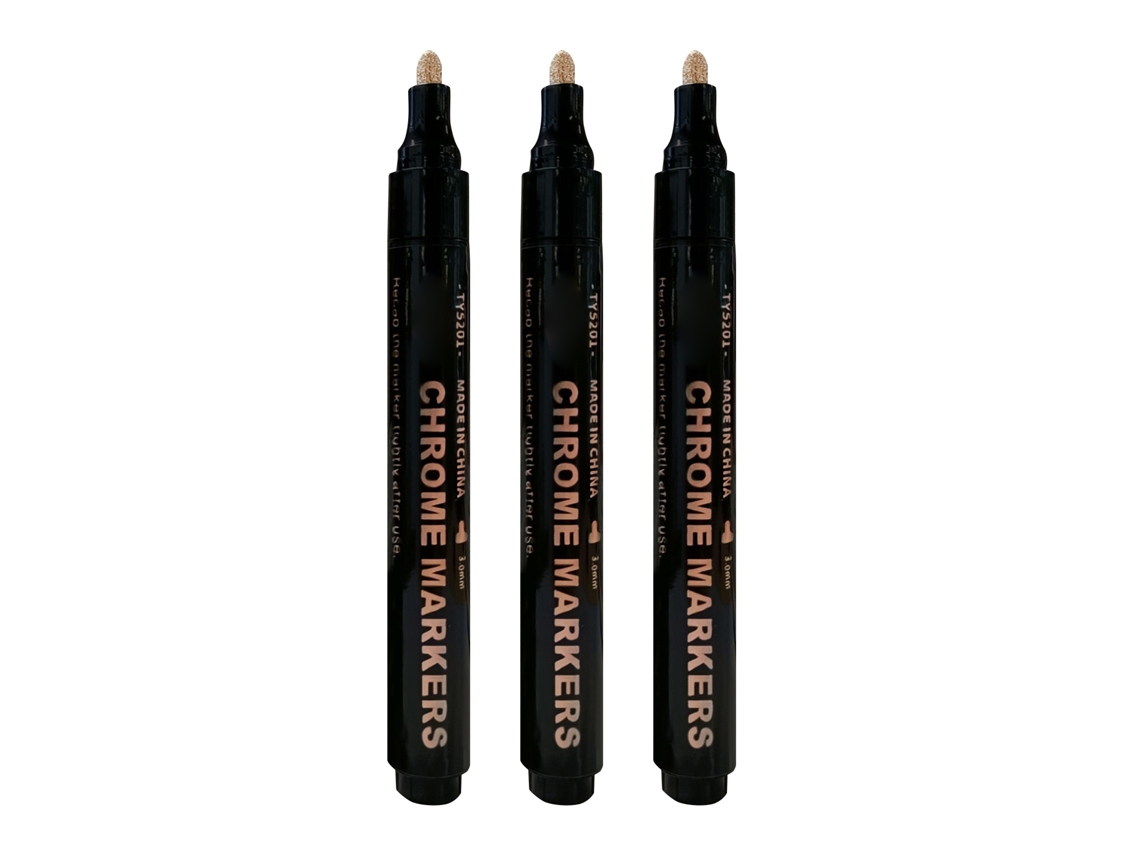 3 Canetas de Tinta Cromada com Pontas Diversas S/MARCA