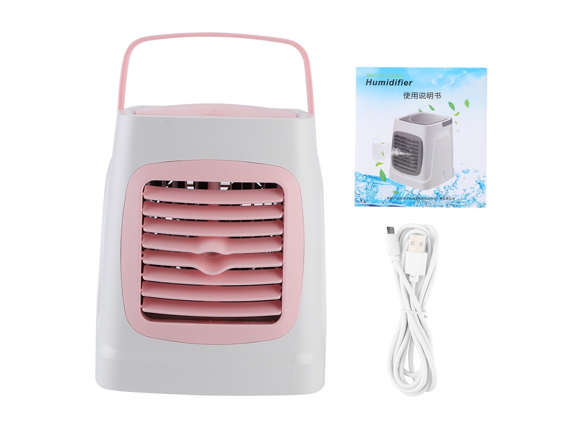 Ventilador Usb Portátil com Umidificador e Led Rosa