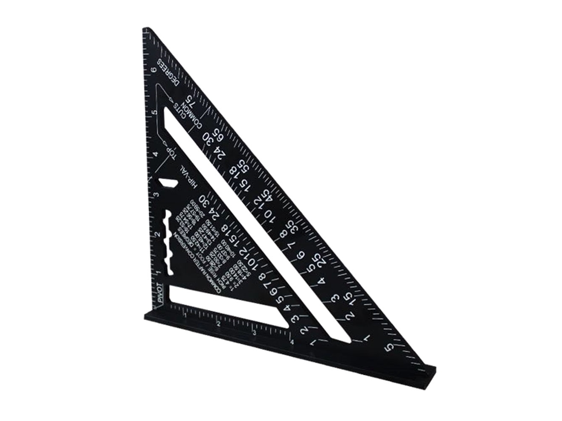 Régua triangular de alumínio de 7 polegadas para carpintaria.