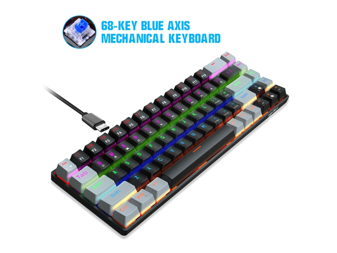 Teclado Gaming  V800 Rgb Mecânico Uguês Negro*
