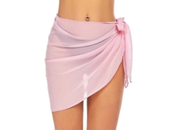 Manta de Praia para Mulher Sarong Semi transparente de Banho Short para Bikini de Verão 208x50cm Rosa