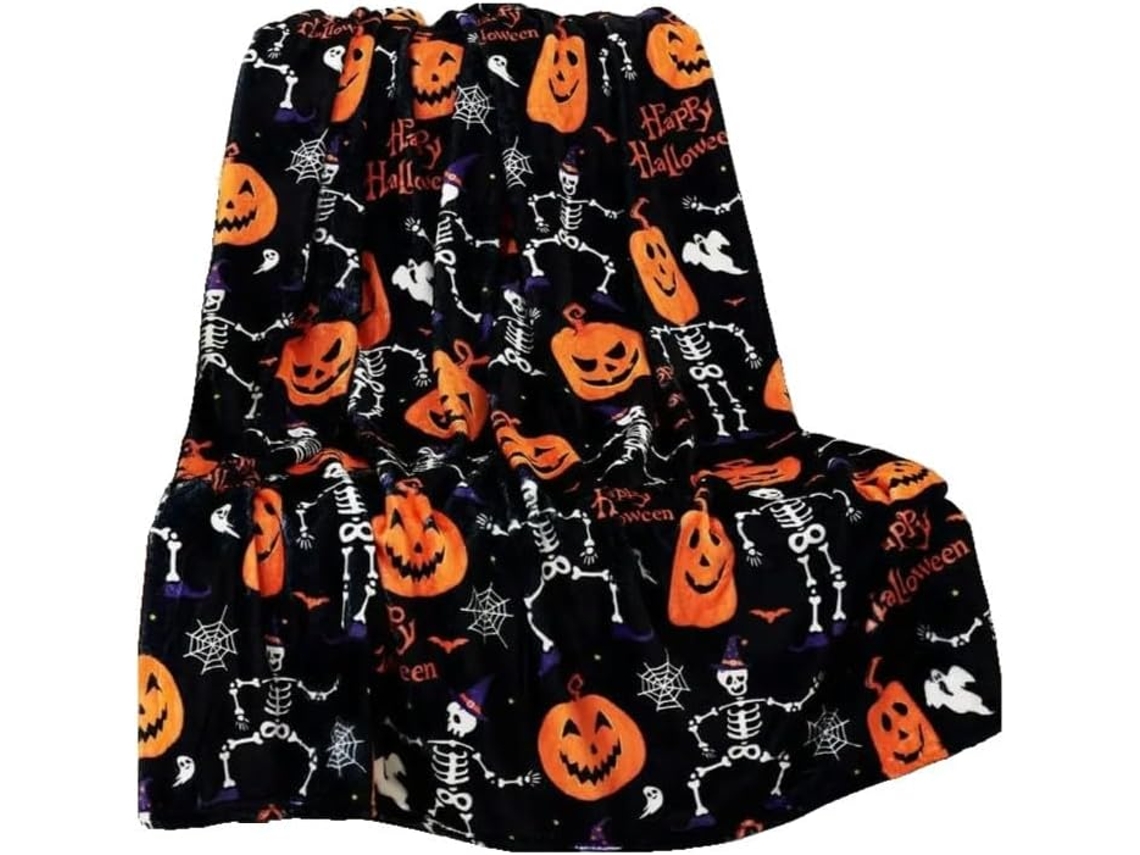Manta de Halloween Syjym para Sofá Cama Outono Dia Ação Graças com Estampa Abóbora e Fantasma Cobertor, Macio,