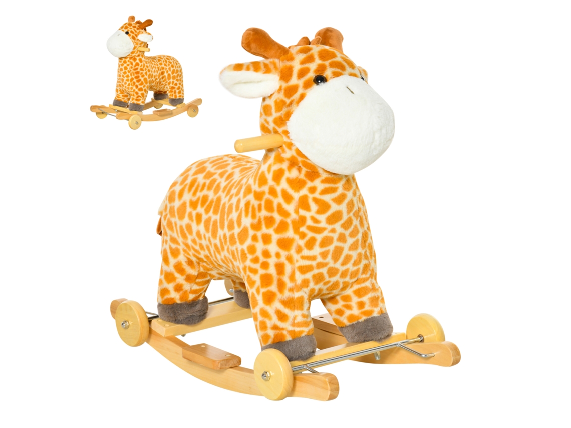 Artigo: Girafa de Embalo Infantil com Som e Rodas, Alças de Pega, Brinquedo Balanço para Bebés de 3 À 6 Meses