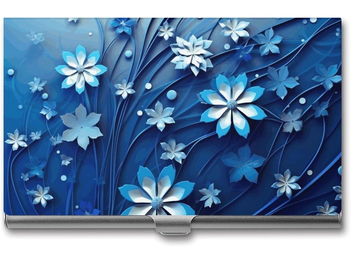 Porta de Visita Fino e Azul em Formato Mini Flor Leve Organizador