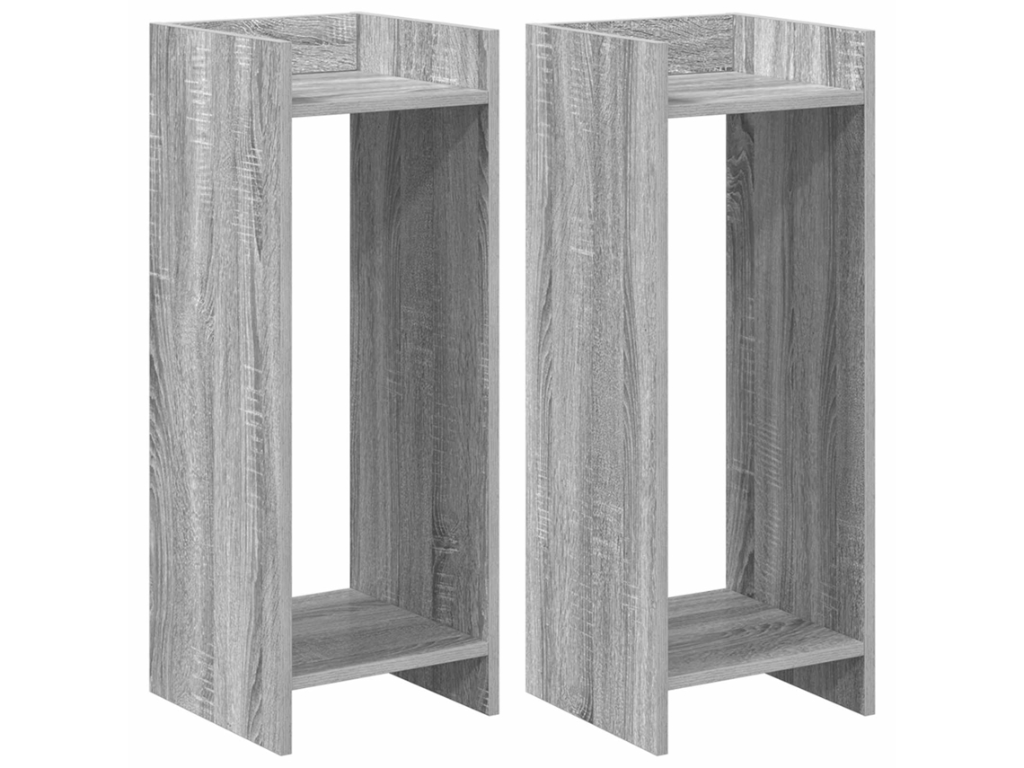 Conjunto 2 Suporte Para Plantas Vidaxl Cinzento Derivados De Madeira (30 X 30 X 80 Cm)
