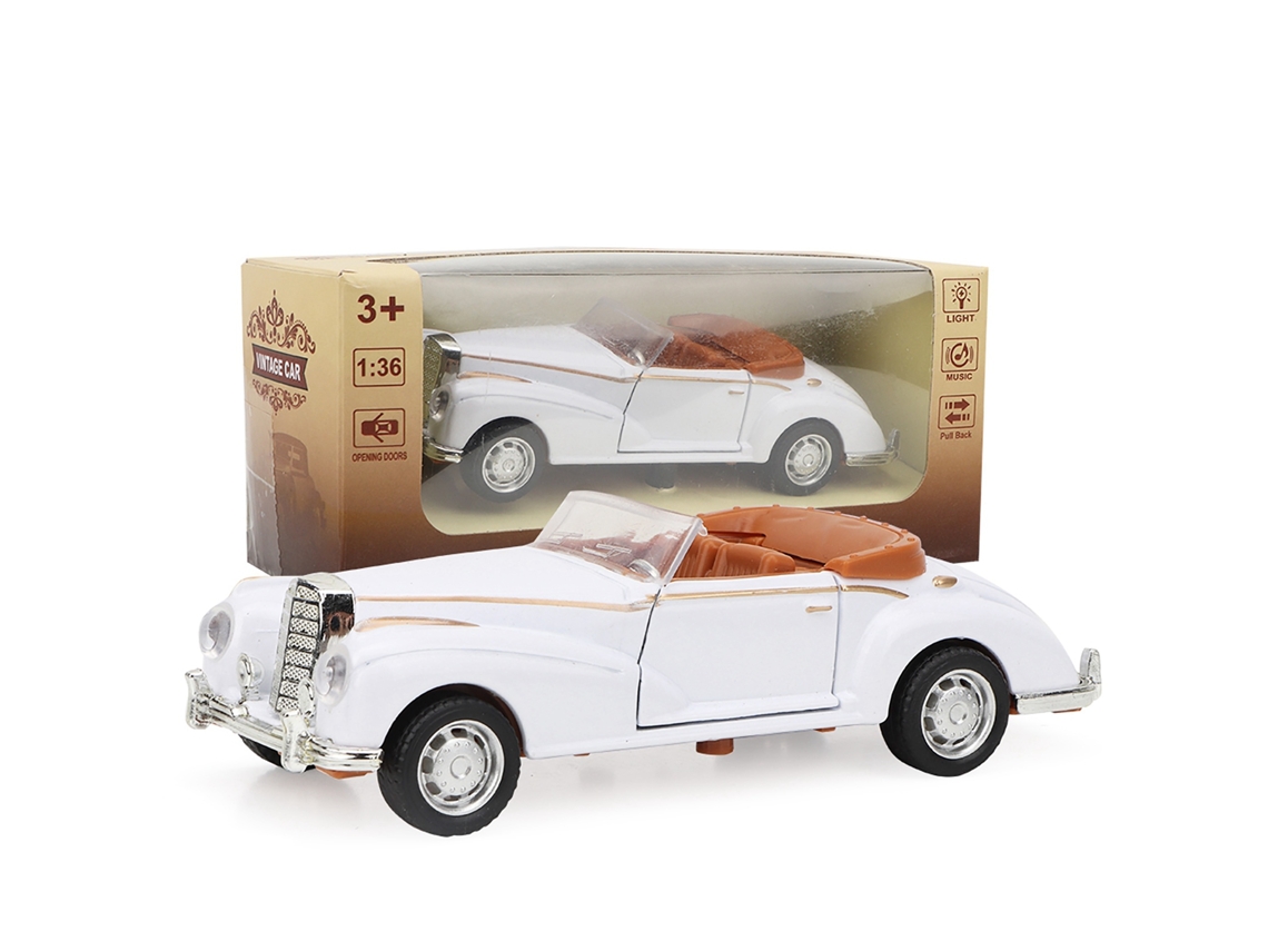 Mali carro de Brinquedo Clássico de Liga Roadster com Som e Luz Mini Modelo Branco