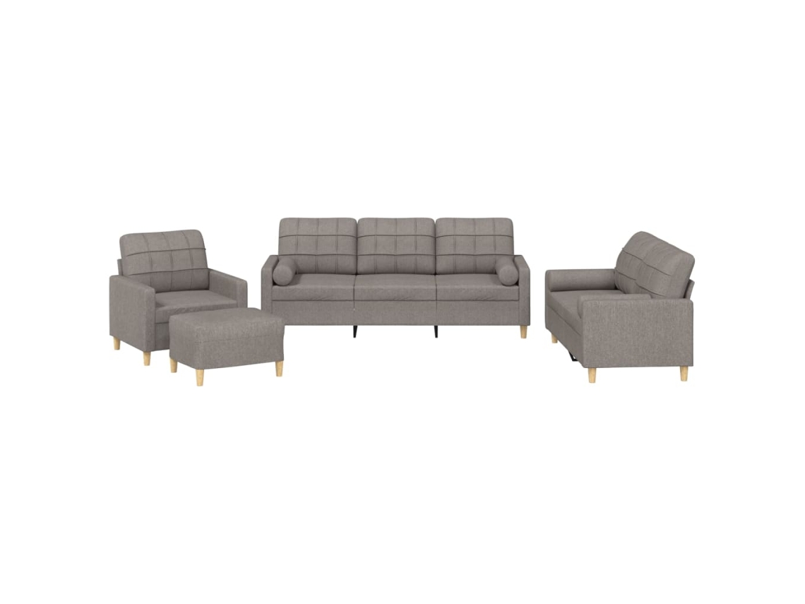 Conjunto De Sofás Vidaxl Marrom-acinzentado Tecido (60 X 50 X 41 Cm)