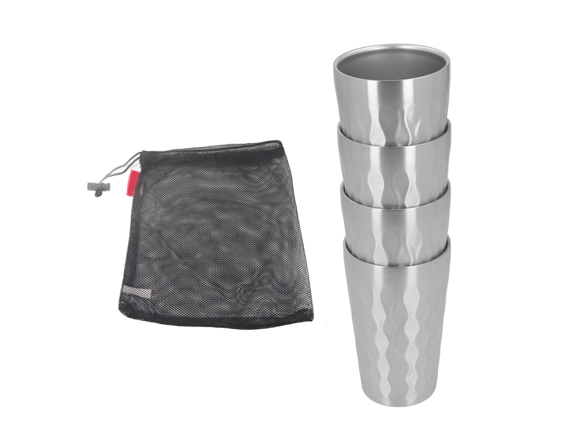 Conjunto 4 Cápsulas Aço Inox 304 Camping 350ml