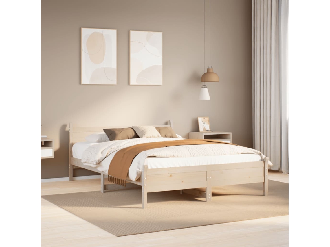 Vidaxl Cama Sem Colchão 140x200 Cm Madeira De Pinho Maciça