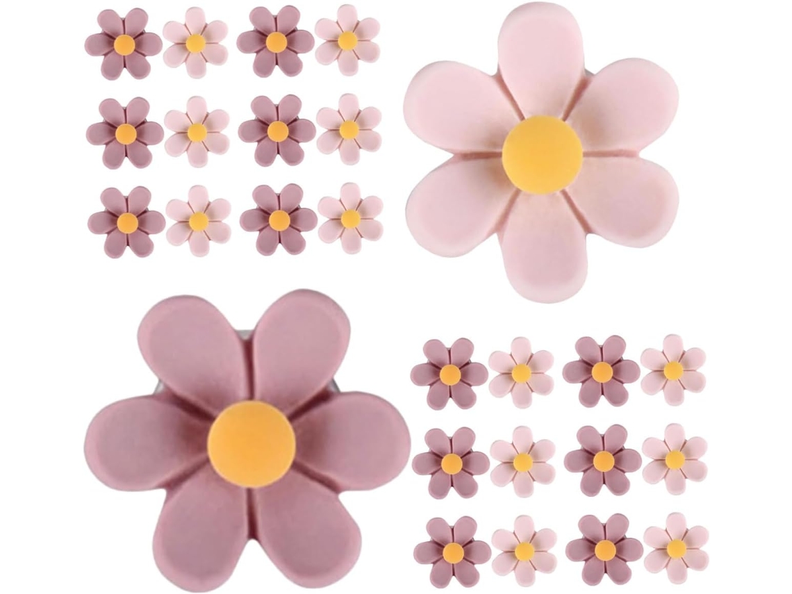 Conjunto De 50 Tachinhas Decorativas Com Design Floral Tridimensional, Em Plástico E Metal, Para Quadros De Cortiça Em