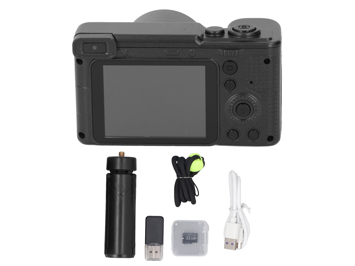 Walshlxq câmera Digital de Vídeo 4k 96mp 2,4 Polegadas Câmeras Duplas Reconhecimento Facial para Estudantes e Crianças Preto