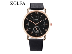 Relógio de pulso masculino elegante com pulseira de PU, mostrador analógico redondo de quartzo, preto.