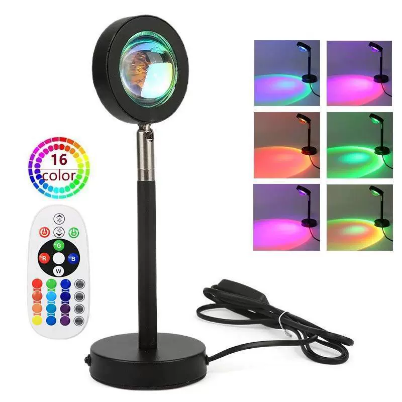 Projetor de Pôr do Sol com Lâmpada Solar 5w, 16 Cores e Mudança de Cor Rgb, com Controle Remoto, Visão Romântica BRILVIBERA
