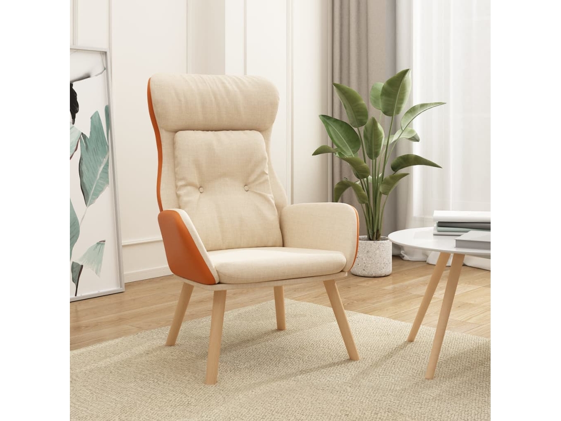 Vidaxl Cadeira De Descanso Pvc E Tecido Cor Creme