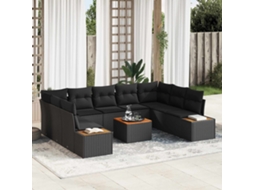 Vidaxl Conjunto De Sofá De Jardim 5 Unid. 9-número De Lugares Preto