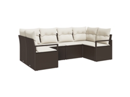 Conjunto 6 Conjunto De Sofá De Jardim Vidaxl Castanho Vime Pe (234 X 122 X 85 Cm)