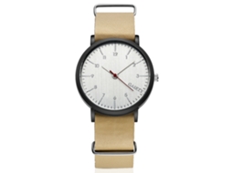 Reloj De Pulsera Para Hombre Estilo Simple Gaiety Dial Redondo Correa Pu Cuarzo Beige