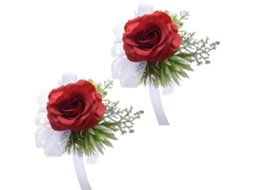 Laxiscreed Corsage De Pulso Vermelho Com Rosas Para Noiva E Madrinha, Conjunto De 2 Peças