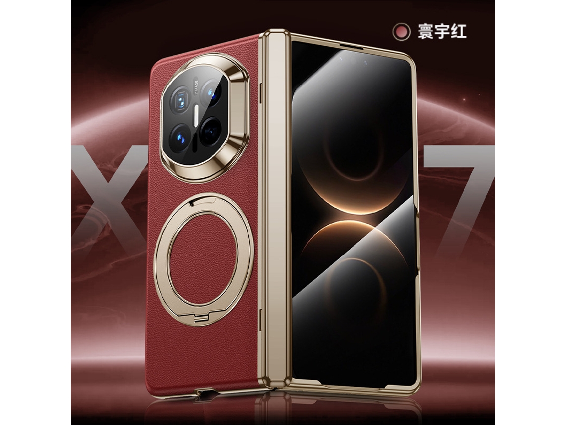 Capa Para Celular Huawei Mate X6 (vermelha, Anti-espionagem) Com Suporte Giratório Integrado.