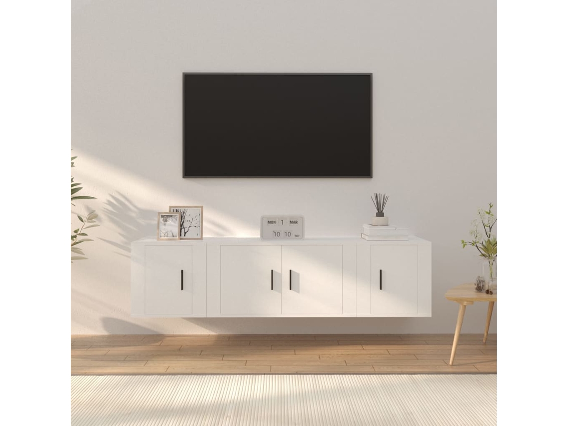Vidaxl Conjunto Móveis De Tv 3 Pcs Madeira Processada Branco