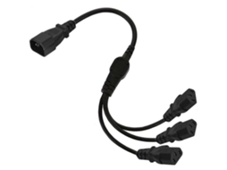 Cabo Divisor Iec C14 Macho Para Três Tomadas C13 Fêmea, 0,5 M, Preto