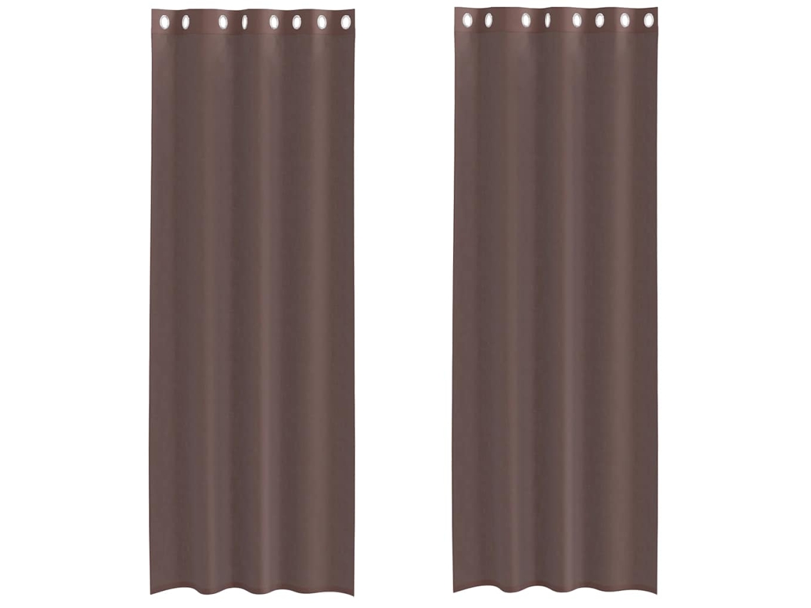 Maison Exclusive - Cortinas De Voile Com Ilhós 2 Pcs Castanho 140x260 Cm