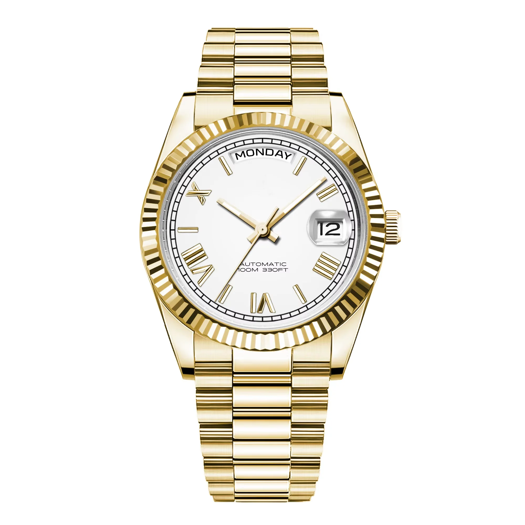 Relógio Masculino Automático Mecânico (dourado) 39/36 Mm, Cristal De Safira
