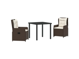 Conjunto Jantar para Jardim 3 Peças Castanho Vime Pe MAISON EXCLUSIVE