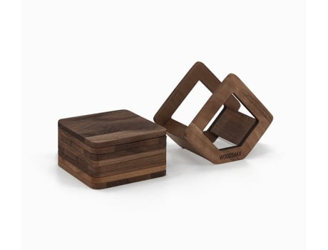 Conjunto de Bases para Copos com Suporte em Nogueira 8 Bases para Copos WOODSAKA
