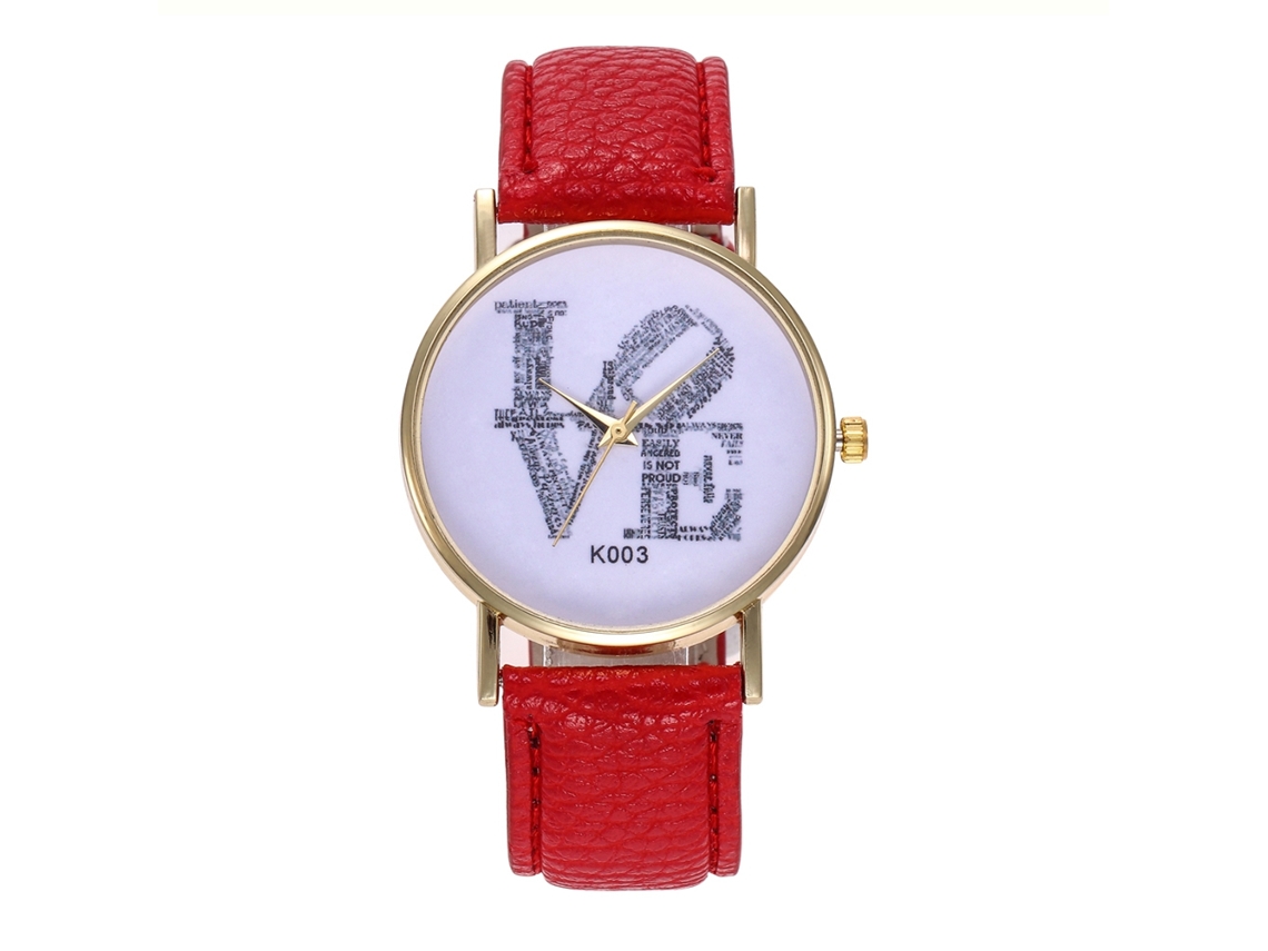 Relógio de casal moderno e inovador, com pulseira de couro, unissex, vermelho.