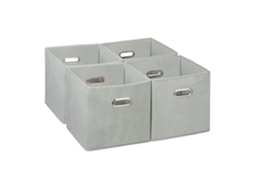 Conjunto De 4 Cestos De Armazenamento Dobráveis Em Tído