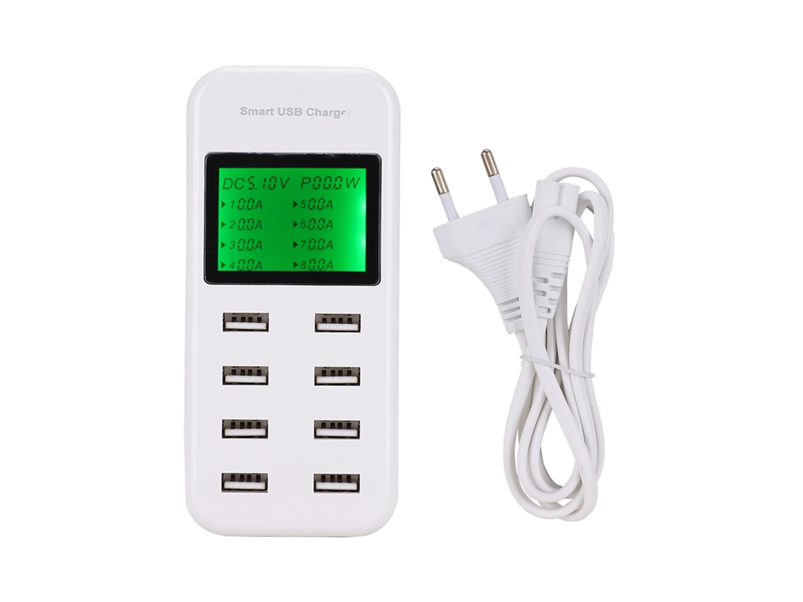 Hub de Carregamento Usb EOOCOO (display Lcd Inteligente de 8 Portas)