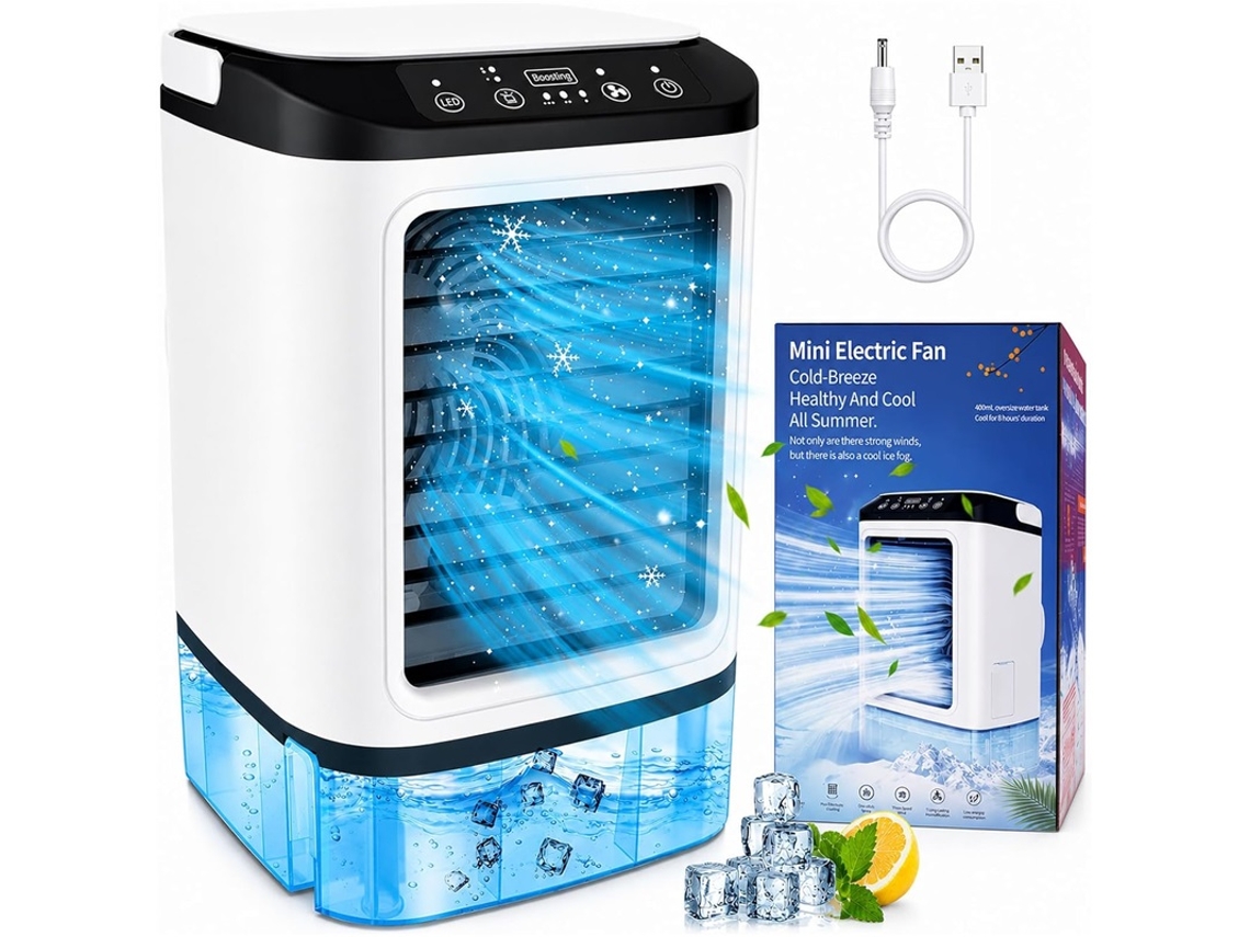 Mini climatizador USB, névoa dupla, compartimento de gelo, mesa, VOLTEDGE