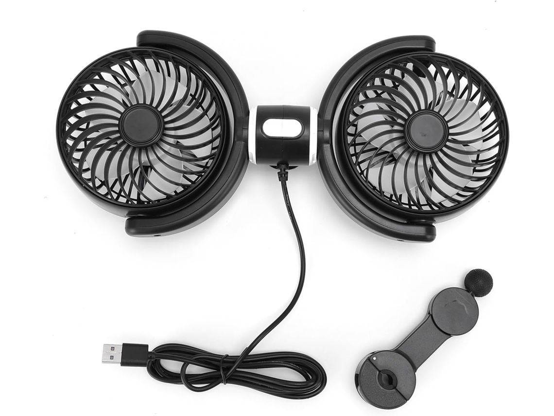 Ventilador De Carro Kuidamos Com Duas Cabeças Ajustáveis, Funcionamento Silencioso, 3 Níveis De Velocidade Do Vento Para