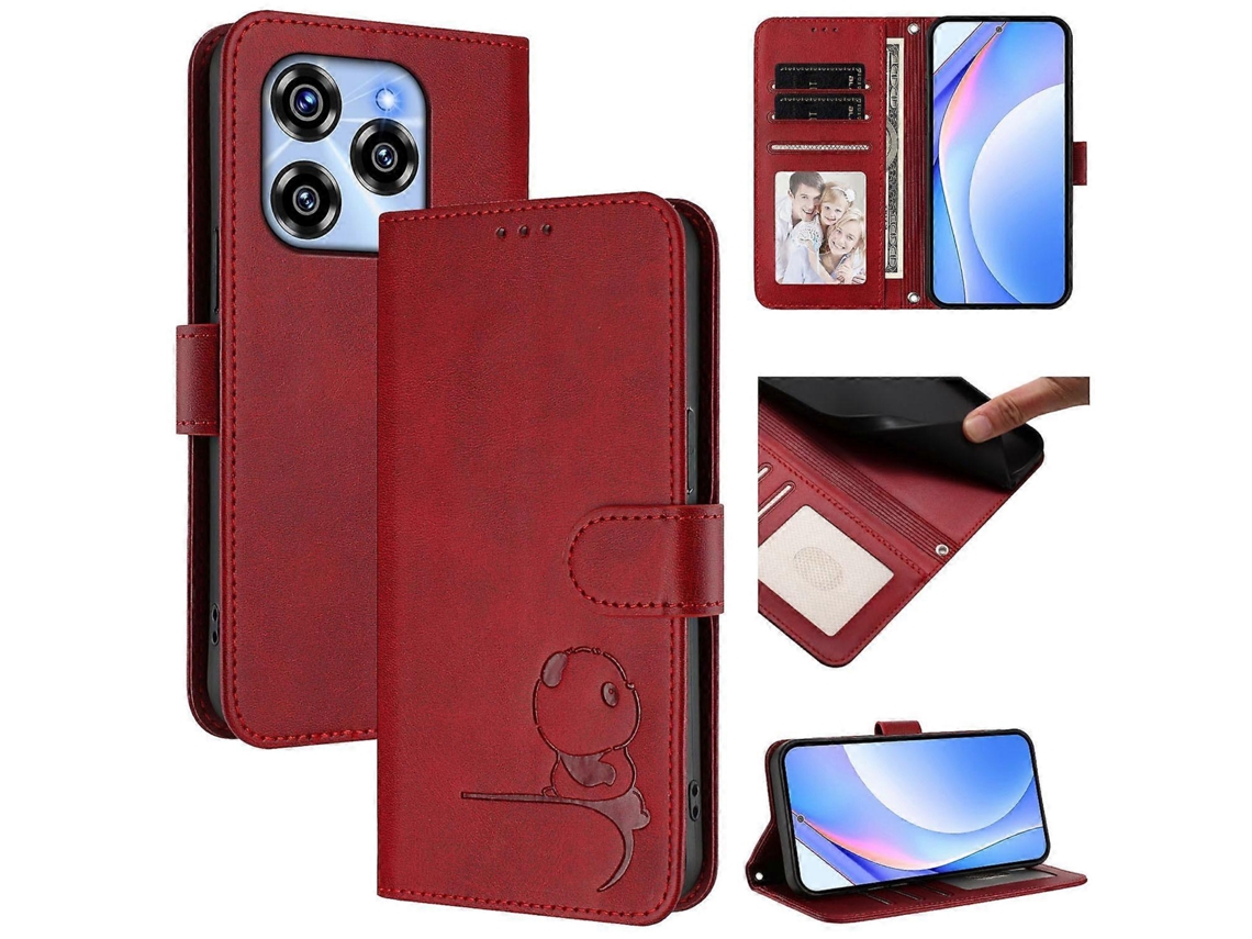 Capa De Couro Para Celular Com Rfid E Cordão Litter Panda