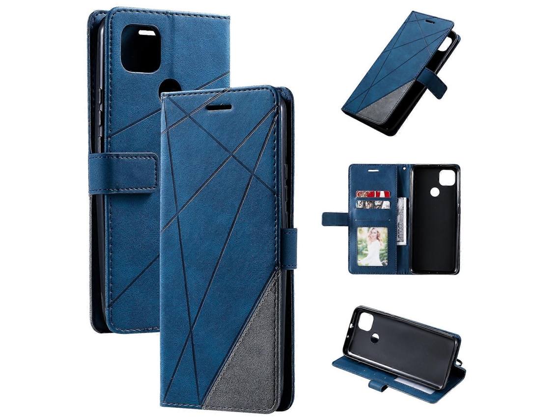 Capa De Couro Sintético Com Textura De Pele Para Motorola Moto G9 Power, Com Aba Horizontal, Suporte, Compartimentos Para Cartões, Carteira E Porta-re