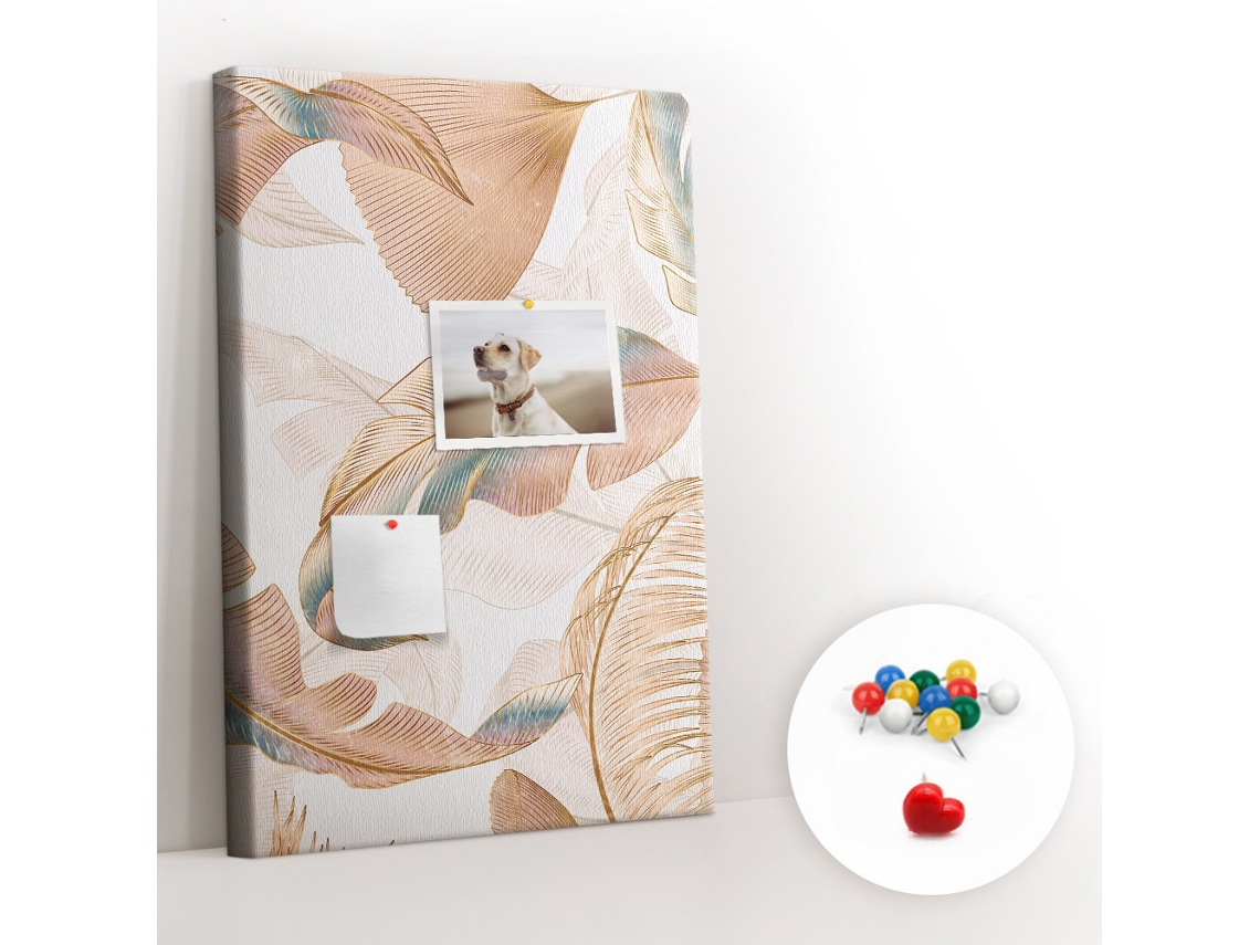 Lousa De Cortiça Padrão De Penas De Aves Para O Escritório Espelharte (40x60 Cm)